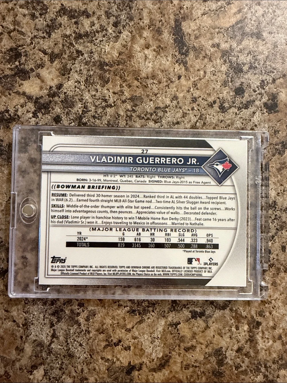 Vladimir Guerrero Jr. Bowman Chrome Blue Mojo Refractor #116/150 Baseball Card